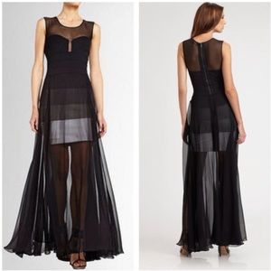 BCBGMaxazria Alai Bandage Maxi dress. Black/Striped Sheer XXS. As seen on PLL